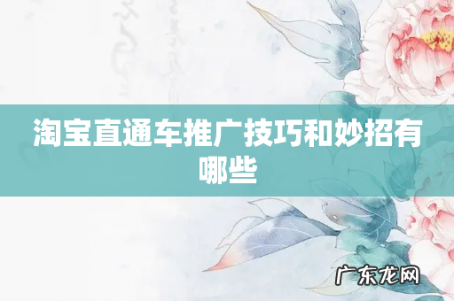 淘宝直通车推广技巧和妙招有哪些