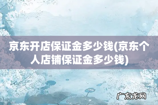京东个人店铺保证金多少钱 京东开店保证金多少钱