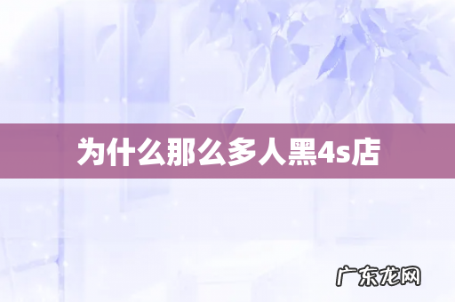 为什么那么多人黑4s店