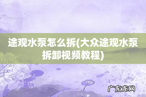 大众途观水泵拆卸视频教程 途观水泵怎么拆