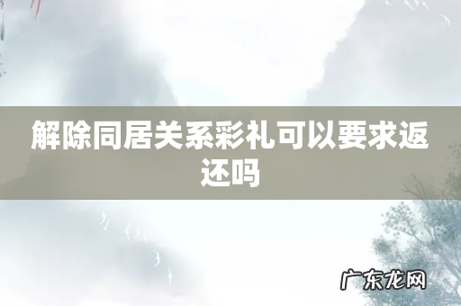 解除同居关系彩礼可以要求返还吗