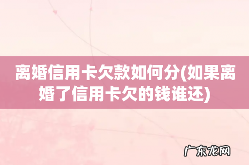 如果离婚了信用卡欠的钱谁还 离婚信用卡欠款如何分