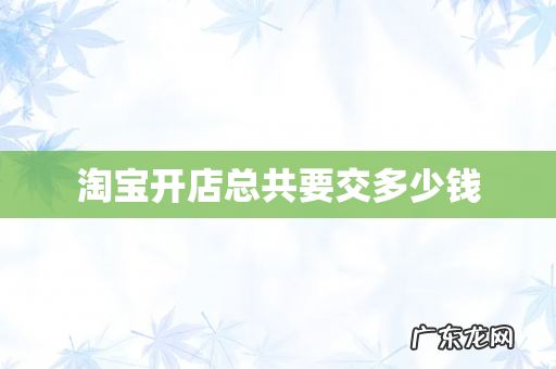 淘宝开店总共要交多少钱