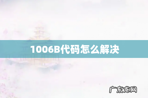 1006B代码怎么解决