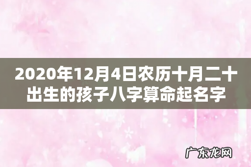 2020年12月4日农历十月二十出生的孩子八字算命起名字