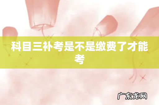 科目三补考是不是缴费了才能考