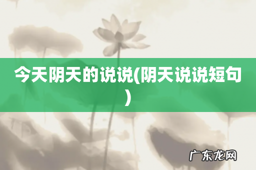 阴天说说短句 今天阴天的说说