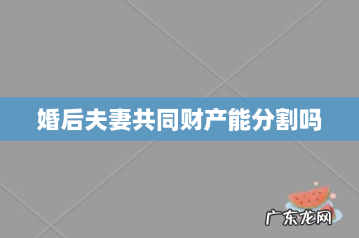 婚后夫妻共同财产能分割吗