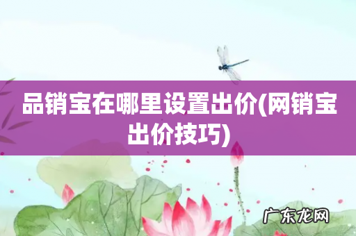 网销宝出价技巧 品销宝在哪里设置出价