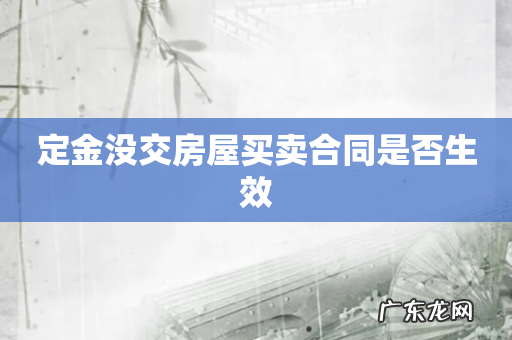 定金没交房屋买卖合同是否生效