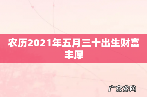 农历2021年五月三十出生财富丰厚