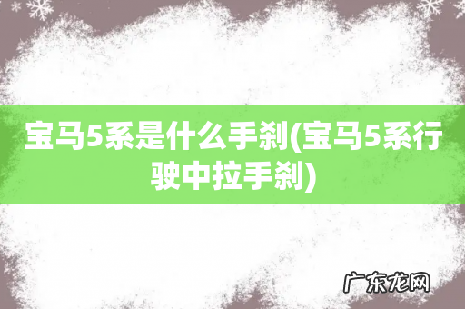 宝马5系行驶中拉手刹 宝马5系是什么手刹