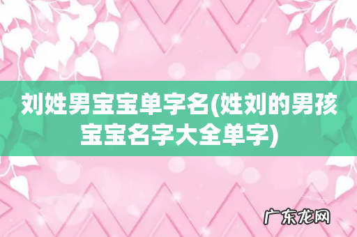 姓刘的男孩宝宝名字大全单字 刘姓男宝宝单字名