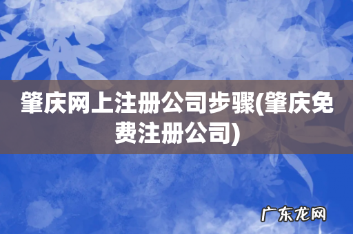 肇庆免费注册公司 肇庆网上注册公司步骤