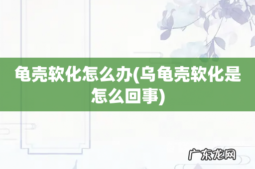 乌龟壳软化是怎么回事 龟壳软化怎么办
