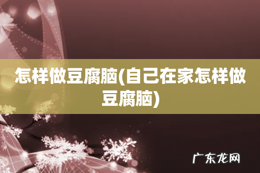 自己在家怎样做豆腐脑 怎样做豆腐脑