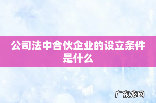 公司法中合伙企业的设立条件是什么