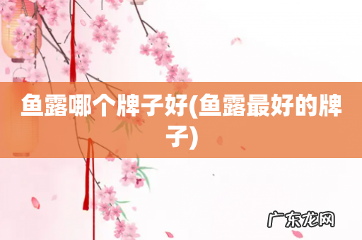 鱼露最好的牌子 鱼露哪个牌子好