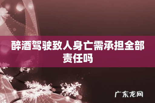 醉酒驾驶致人身亡需承担全部责任吗