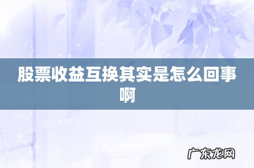 股票收益互换其实是怎么回事啊