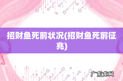 招财鱼死前征兆 招财鱼死前状况