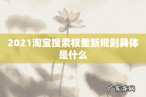 2021淘宝搜索权重新规则具体是什么