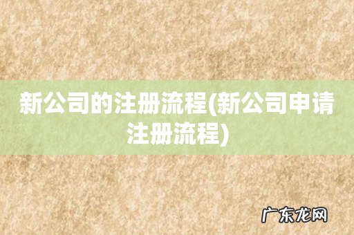 新公司申请注册流程 新公司的注册流程