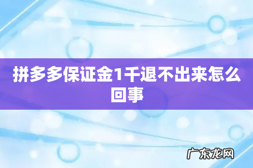 拼多多保证金1千退不出来怎么回事
