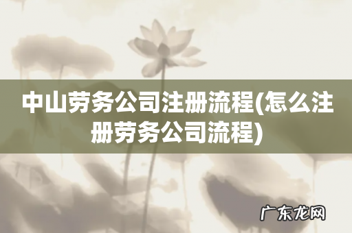怎么注册劳务公司流程 中山劳务公司注册流程