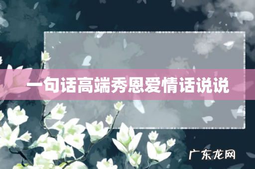 一句话高端秀恩爱情话说说