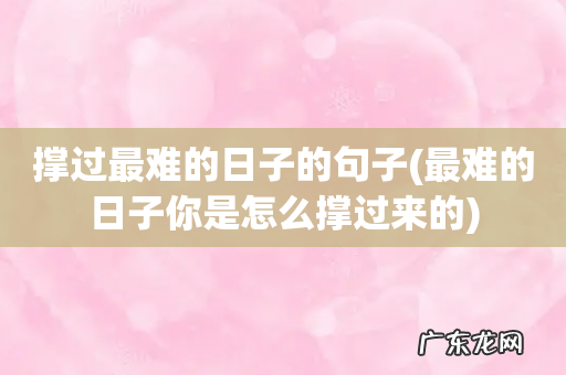 最难的日子你是怎么撑过来的 撑过最难的日子的句子