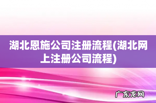 湖北网上注册公司流程 湖北恩施公司注册流程