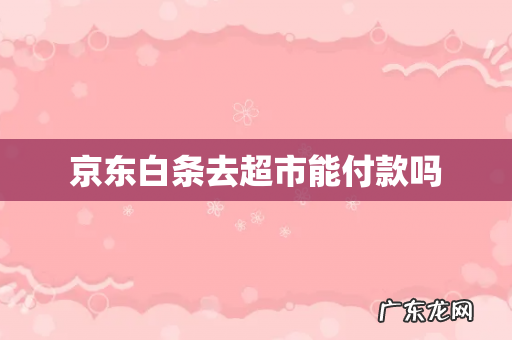 京东白条去超市能付款吗