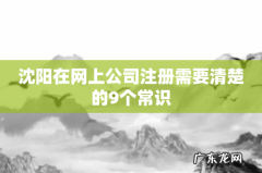 沈阳在网上公司注册需要清楚的9个常识