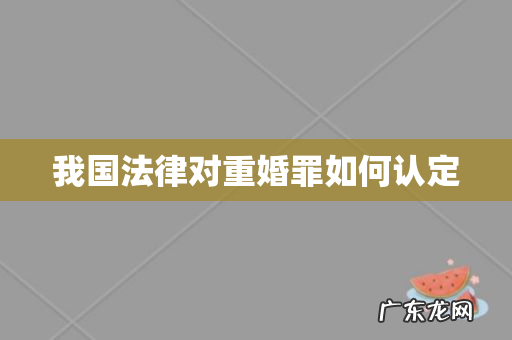 我国法律对重婚罪如何认定