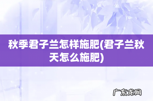 君子兰秋天怎么施肥 秋季君子兰怎样施肥