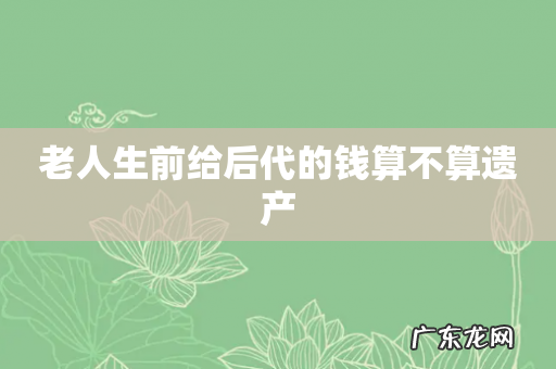 老人生前给后代的钱算不算遗产