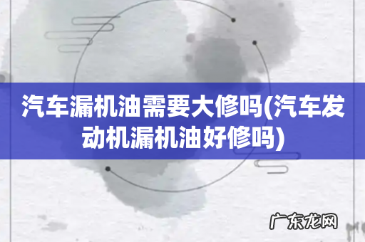 汽车发动机漏机油好修吗 汽车漏机油需要大修吗