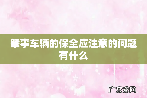 肇事车辆的保全应注意的问题有什么