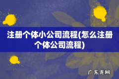 怎么注册个体公司流程 注册个体小公司流程