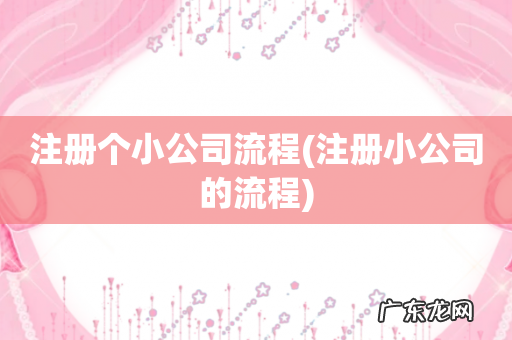 注册小公司的流程 注册个小公司流程