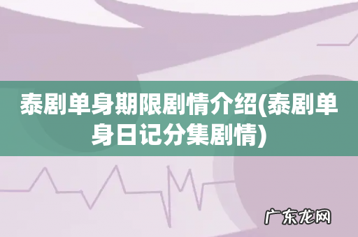 泰剧单身日记分集剧情 泰剧单身期限剧情介绍