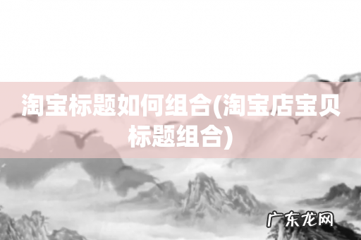 淘宝店宝贝标题组合 淘宝标题如何组合