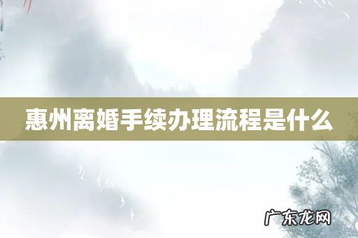 惠州离婚手续办理流程是什么