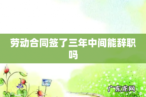 劳动合同签了三年中间能辞职吗