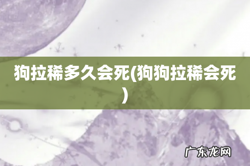 狗狗拉稀会死 狗拉稀多久会死
