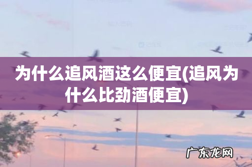 追风为什么比劲酒便宜 为什么追风酒这么便宜