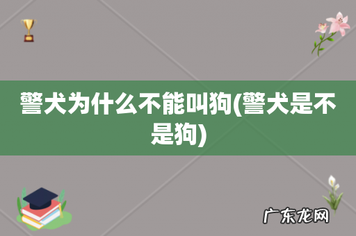 警犬是不是狗 警犬为什么不能叫狗