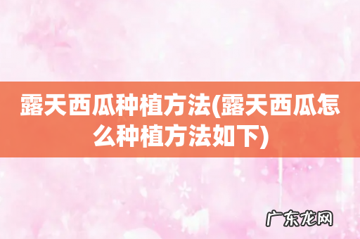 露天西瓜怎么种植方法如下 露天西瓜种植方法