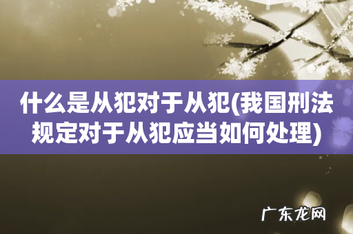 我国刑法规定对于从犯应当如何处理 什么是从犯对于从犯